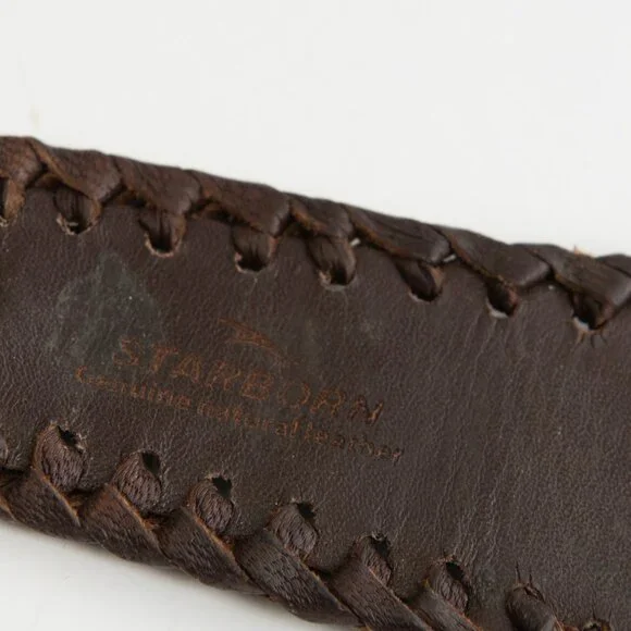 Starborn Ammonite Leather Cuff Bracelet Adjustable Statement Green Brown - Picture 9 of 11